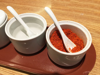 Red Cayenne pepper and sugar
