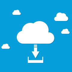 cloud download icon flat design vector illustration