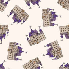 castle , cartoon seamless pattern background