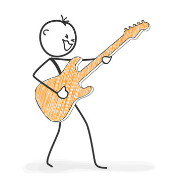 Strichm&auml;nnchen spielt Gitarre - Musiker, Guitarre, S&auml;nger, Gitarrespieler, Rocker, Konzert, Musik, Instrument, Musikinstrument, musician, guitar, singer, guitarist, rocker, concert, music, instrument
