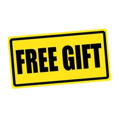 Free gift black stamp text on yellow
