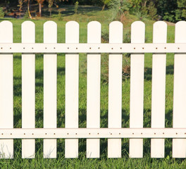 White fence taken closeup.
