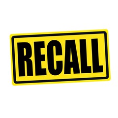 Recall black stamp text on yellow