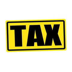 TAX black stamp text on yellow
