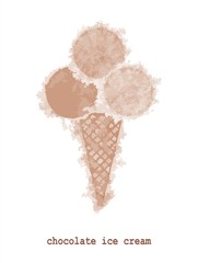Vector chocolate ice cream in blurred style