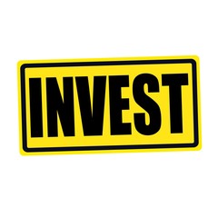 Invest black stamp text on yellow