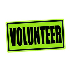 VOLUNTEER black stamp text on green