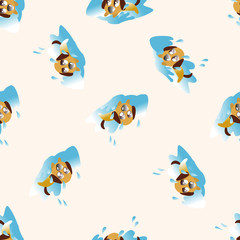 Animal dog doing sports cartoon , cartoon seamless pattern background