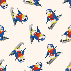 Fototapeta premium Animal penguin doing sports cartoon , cartoon seamless pattern background