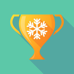 Long shadow trophy icon with a snow flake