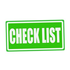 CHECK LIST white stamp text on green