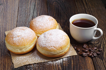 Sweet donuts with coffee