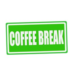 COFFEE BREAK white stamp text on green