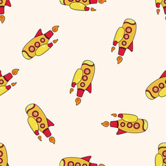spaceship , cartoon seamless pattern background