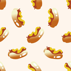 Fried foods theme hot dog , cartoon seamless pattern background