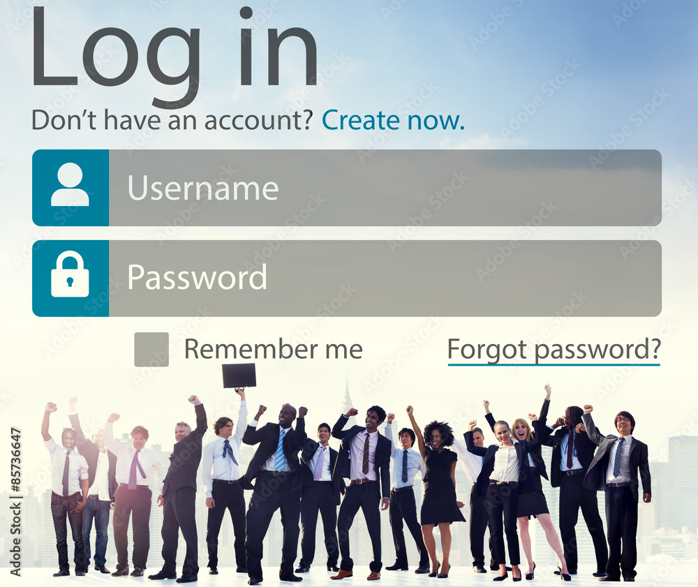 Poster log in password identity internet privacy protection concept