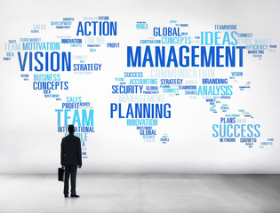 Global Management Training Vision World Map Concept