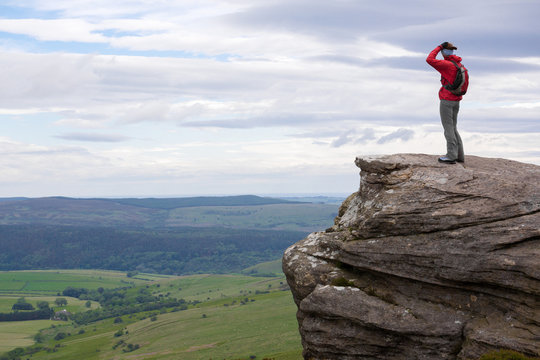 A hiker at Simonside Hills near Rothbury