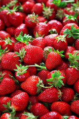 Fresh ripe strawberries background, selective focus