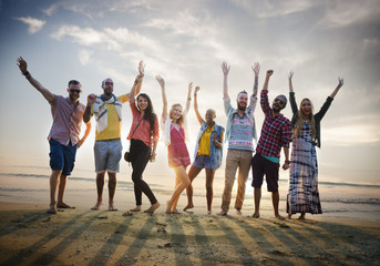 Obraz premium Friendship Freedom Beach Summer Holiday Concept