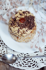 One little cake with cream