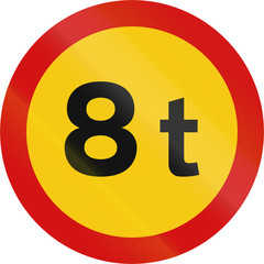 Fototapeta premium Road sign in Iceland - No vehicles with a weight above that shown on the sign