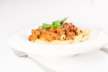 Penne Pasta with Bolognese Sauce macro