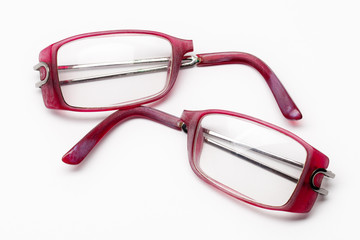 broken glasses, isolated on white background