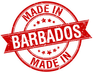 made in Barbados red round vintage stamp