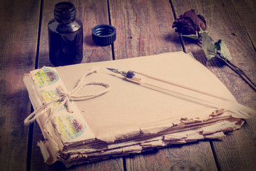 Symbols memories of the past - notebook, pen and ink. Tinted Pho