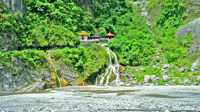 Eternal Spring Shrine (Changchun Shrine), major landmark in Taroko National Park in Taiwan.