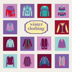 collection of woman and man winter clothes