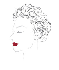 vector women hairstyles on white background