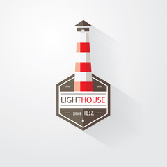 lighthouse logo element vector illustration in modern flat design style