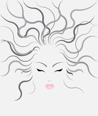 vector beautiful women hairstyles on gray background