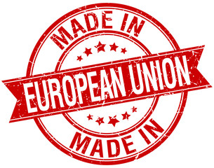 made in european union red round vintage stamp