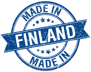 made in Finland blue round vintage stamp