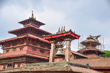 KATHMANDU, NEPAL - APRIL 26, 2015: Debris of buildings at the Durbar square in Kathmandu after, after a 7.8 earthquake, Nepal  