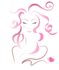 vector women hairstyles on white background