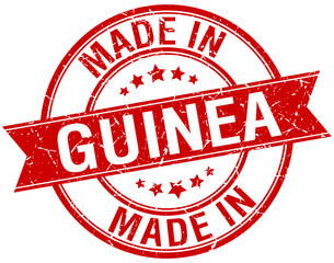 made in Guinea red round vintage stamp