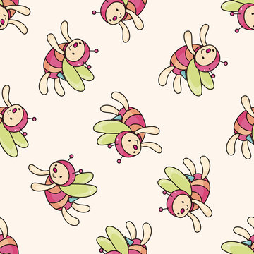 bee cartoon , cartoon seamless pattern background
