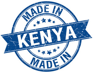 made in Kenya blue round vintage stamp