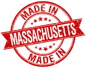 made in Massachusetts red round vintage stamp