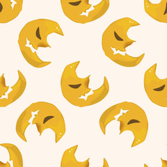 Halloween moon , cartoon seamless pattern background