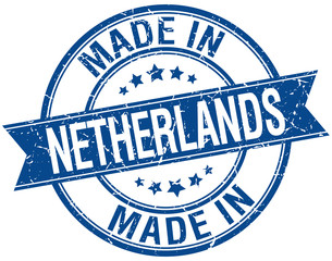 made in Netherlands blue round vintage stamp