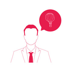 Businessman and colorful vintage air balloon icon 