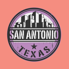 Stamp or label with name of San Antonio, Texas