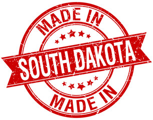 made in South Dakota red round vintage stamp