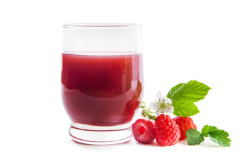 Fresh raspberries and juice 