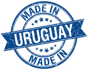made in Uruguay blue round vintage stamp